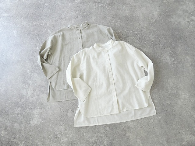 evam eva(エヴァムエヴァ) cotton wool band collar shirtの商品画像3