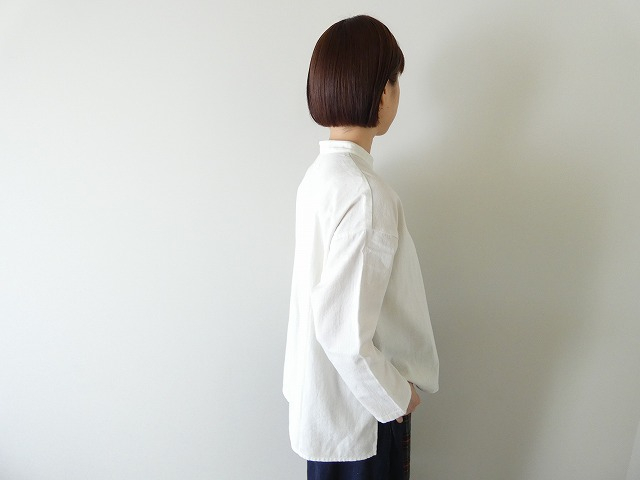evam eva(エヴァムエヴァ) cotton wool band collar shirtの商品画像4