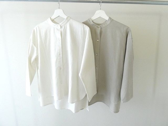 evam eva(エヴァムエヴァ) cotton wool band collar shirtの商品画像7