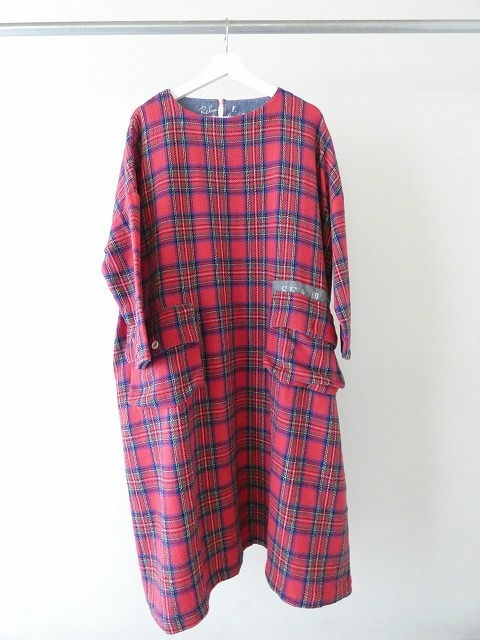 快晴堂(かいせいどう) Girl'sタータンチェック/リラクシンWork アルピーノポケット・クルーネックワンピースの商品画像11