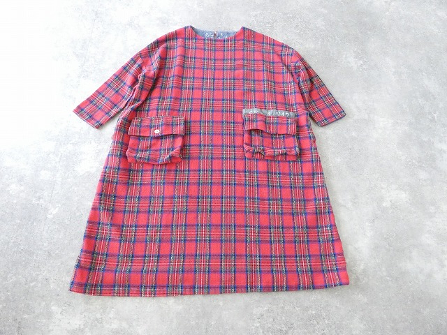 快晴堂(かいせいどう) Girl'sタータンチェック/リラクシンWork アルピーノポケット・クルーネックワンピースの商品画像12