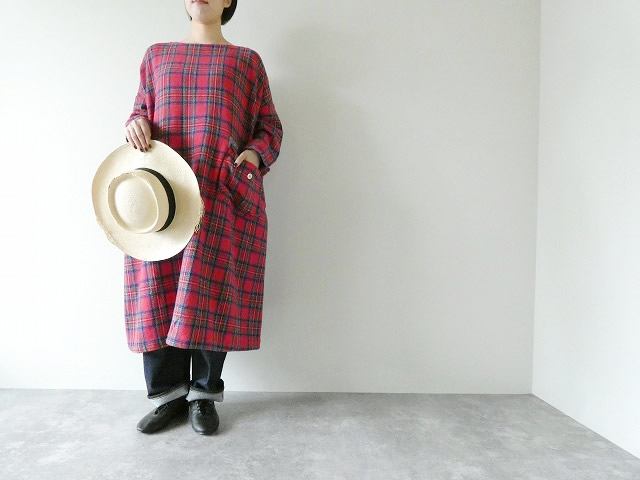 快晴堂(かいせいどう) Girl'sタータンチェック/リラクシンWork アルピーノポケット・クルーネックワンピースの商品画像2