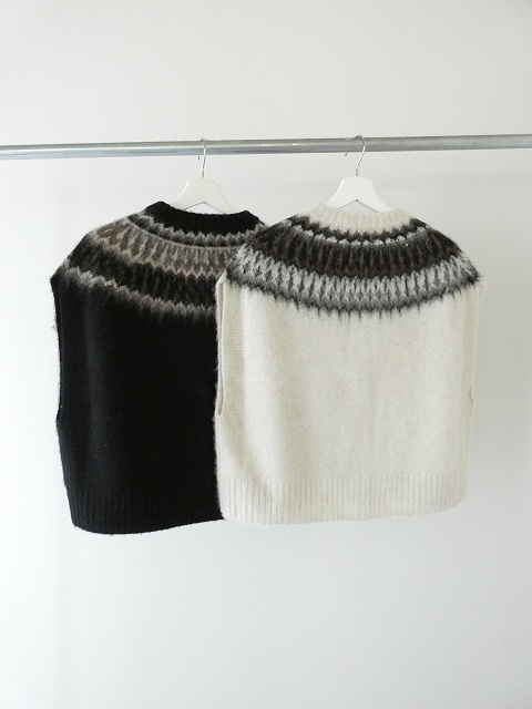 mao made(マオメイド) もふもふブラッシュヤーン クルーネック求心ジャガードベストの商品画像28