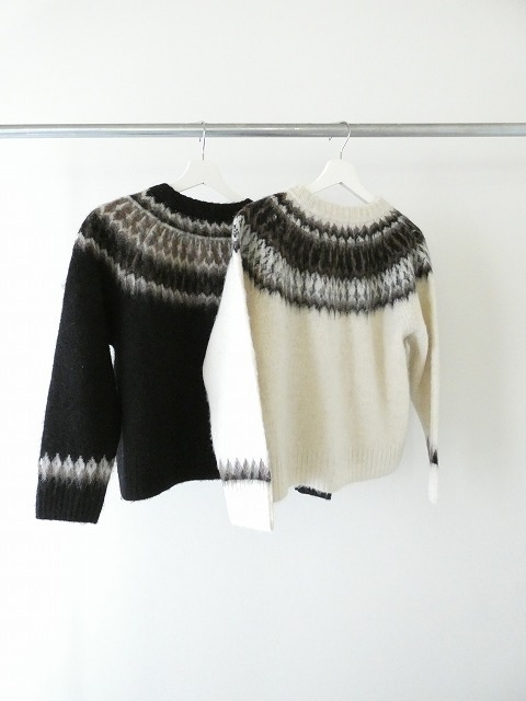 mao made(マオメイド) もふもふブラッシュヤーン クルーネック求心ジャガードカーディガンの商品画像9