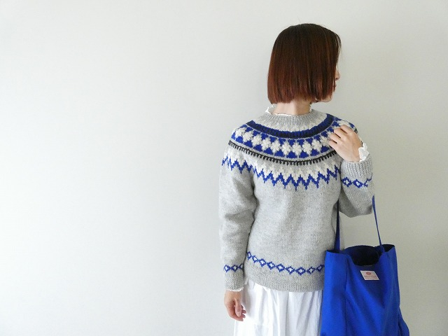 bulle de savon(ビュルデサボン) ネパール ハンドニット ジグザグジャカード プルオーバーの商品画像1