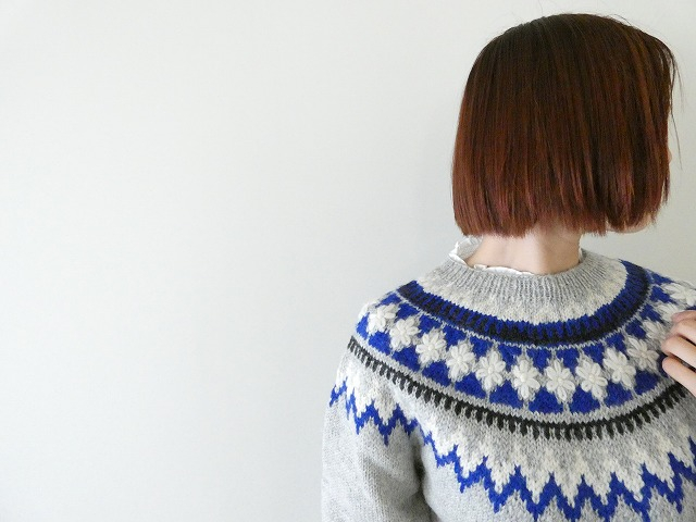 bulle de savon(ビュルデサボン) ネパール ハンドニット ジグザグジャカード プルオーバーの商品画像2
