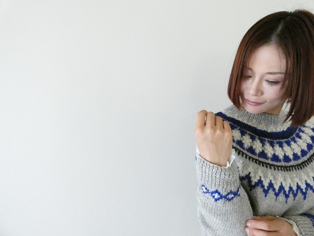 bulle de savon(ビュルデサボン) ネパール ハンドニット ジグザグジャカード プルオーバーの商品画像3