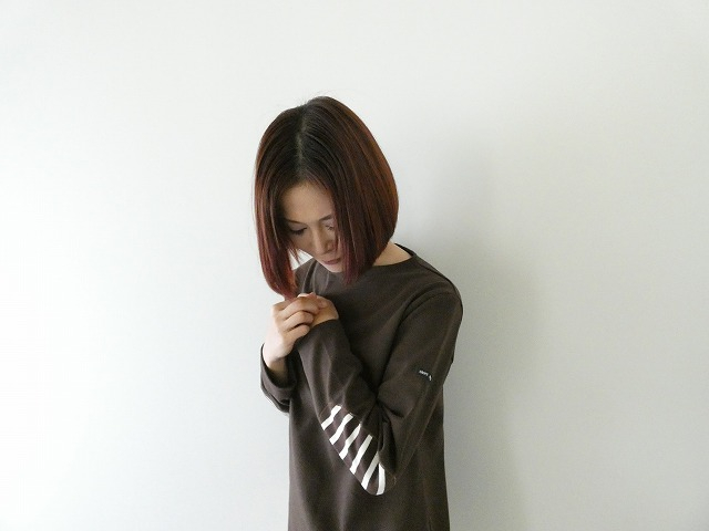 SAINT　JAMES(セントジェームス) ひじパッチボーダーカットソー CHOCO//CHOCO/ECRUの商品画像1