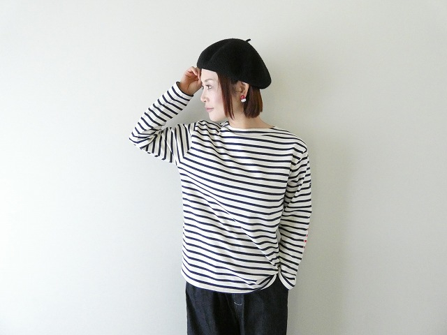 SAINT　JAMES(セントジェームス) ひじパッチボーダーカットソー ECRU/MARINE//ECRU/TULIPEの商品画像1