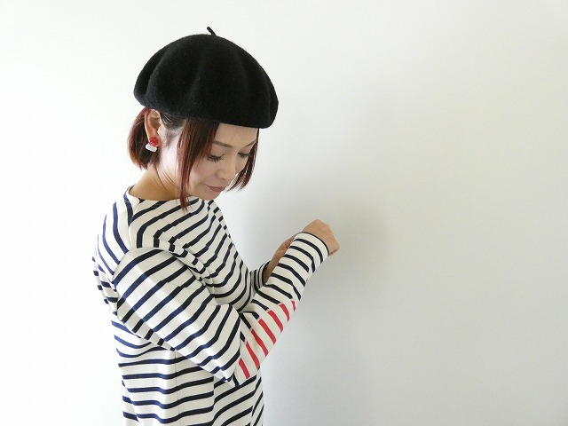 SAINT　JAMES(セントジェームス) ひじパッチボーダーカットソー ECRU/MARINE//ECRU/TULIPEの商品画像2