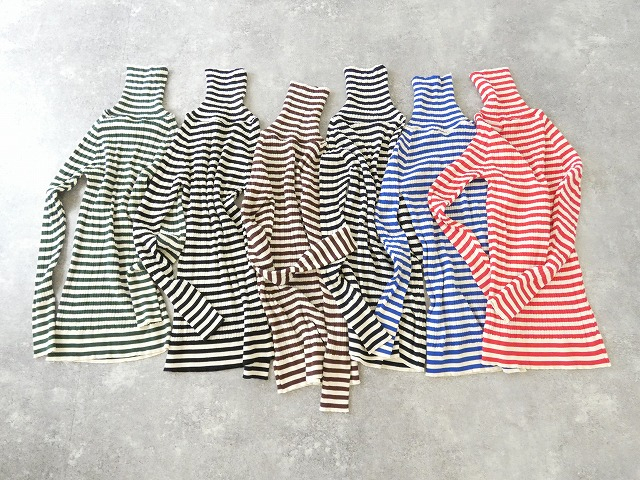 NARU 綿コーマランダムリブボーダータートルネックの商品画像1