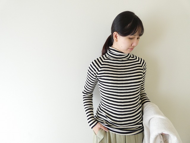 NARU 綿コーマランダムリブボーダータートルネックの商品画像5