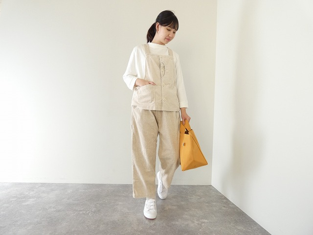 快晴堂(かいせいどう) HAYATE・TOPベージュのコール天 オーバーオールベストの商品画像1