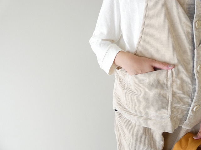 快晴堂(かいせいどう) HAYATE・TOPベージュのコール天 オーバーオールベストの商品画像3