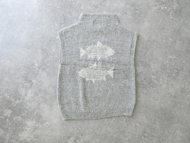 PK 魚柄のペルーニットベスト　アルパカ100%の商品画像10