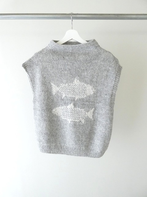 PK 魚柄のペルーニットベスト　アルパカ100%の商品画像3