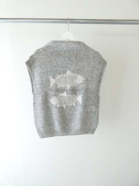 PK 魚柄のペルーニットベスト　アルパカ100%の商品画像8