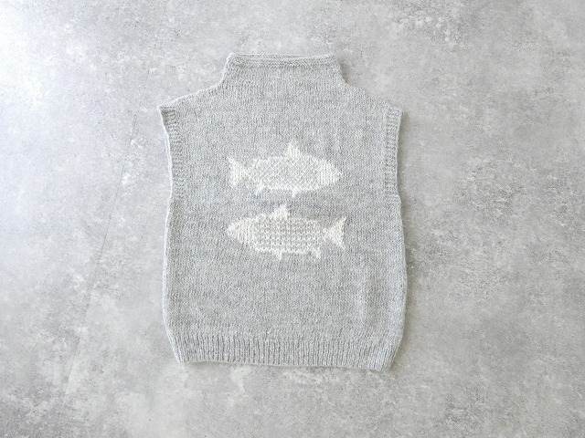 PK 魚柄のペルーニットベスト　アルパカ100%の商品画像9