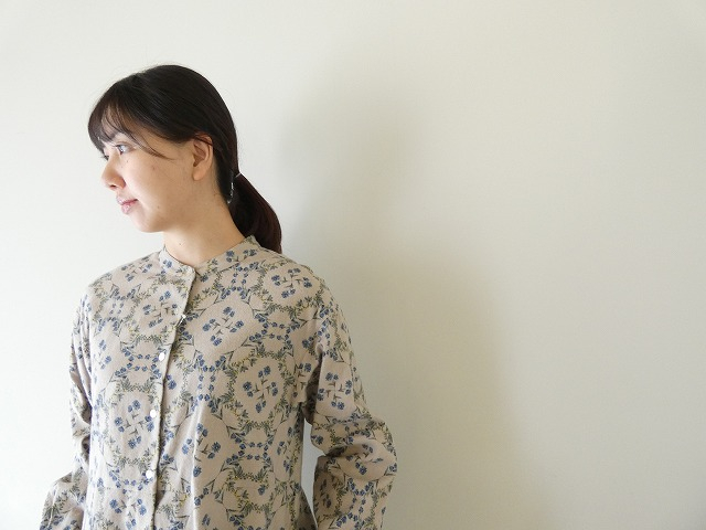 PK ブルーフラワーのバンドカラーワンピースの商品画像2