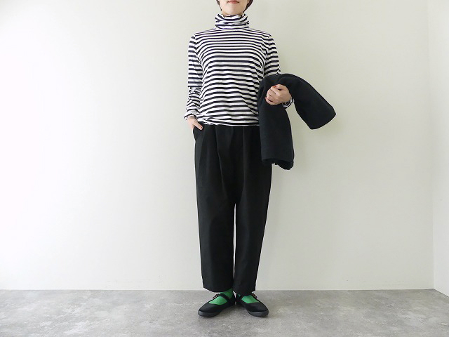 sabbatum(サバタム) ナチュラルソフト天竺ボーダーツイストタートルプルオーバーの商品画像2