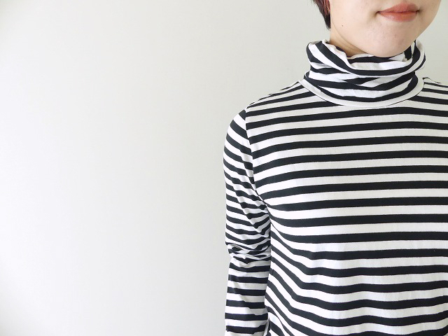 sabbatum(サバタム) ナチュラルソフト天竺ボーダーツイストタートルプルオーバーの商品画像3