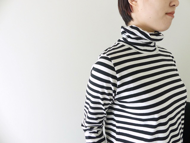 sabbatum(サバタム) ナチュラルソフト天竺ボーダーツイストタートルプルオーバーの商品画像5