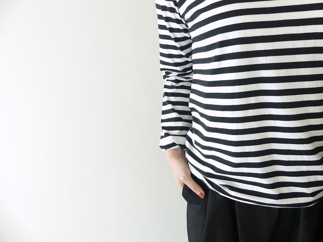 sabbatum(サバタム) ナチュラルソフト天竺ボーダーツイストタートルプルオーバーの商品画像6