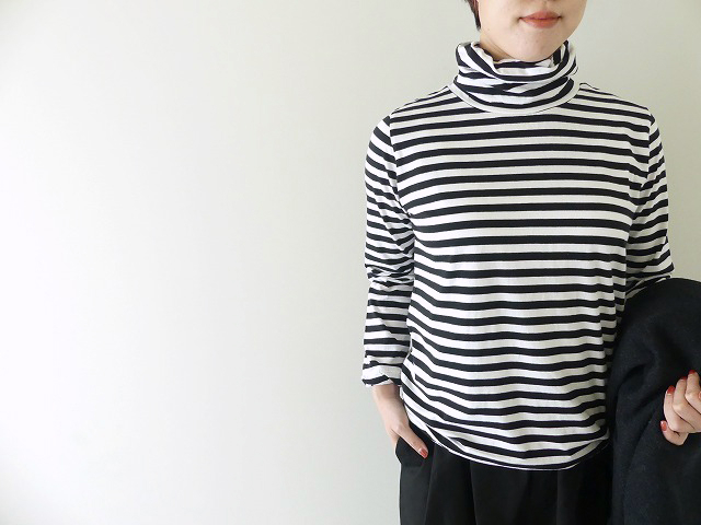 sabbatum(サバタム) ナチュラルソフト天竺ボーダーツイストタートルプルオーバーの商品画像8