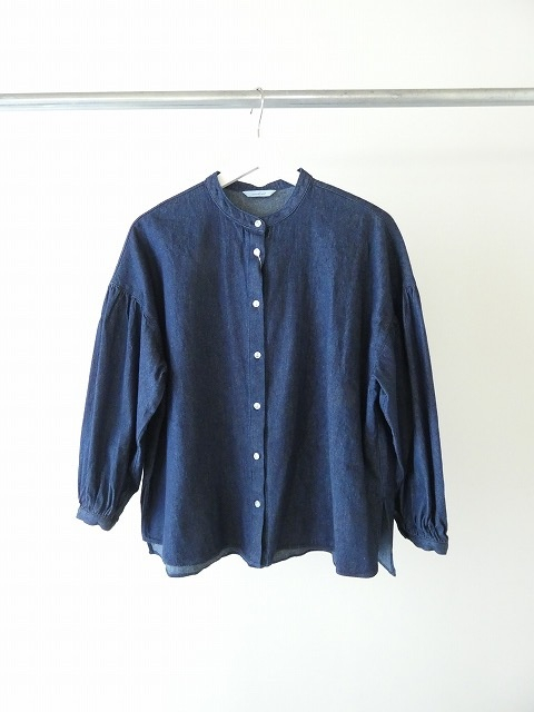PK 8ozデニムバンドカラーギャザースリーブブラウスの商品画像10