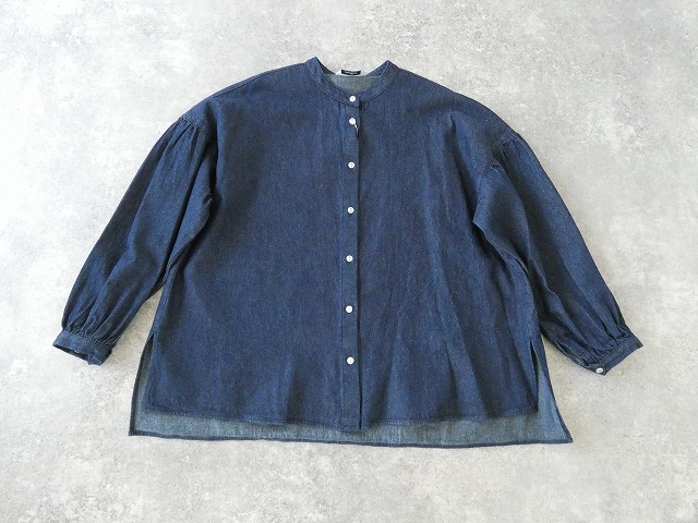 PK 8ozデニムバンドカラーギャザースリーブブラウスの商品画像11