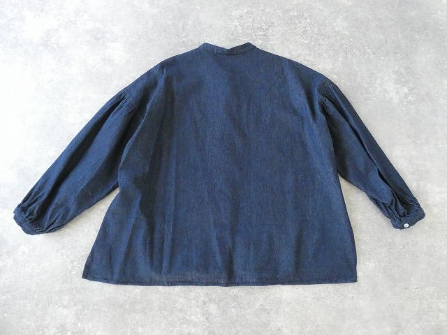 PK 8ozデニムバンドカラーギャザースリーブブラウスの商品画像13