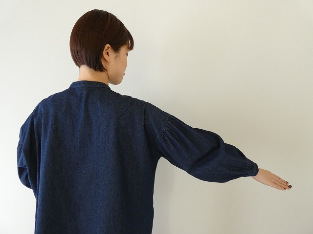 PK 8ozデニムバンドカラーギャザースリーブブラウスの商品画像6