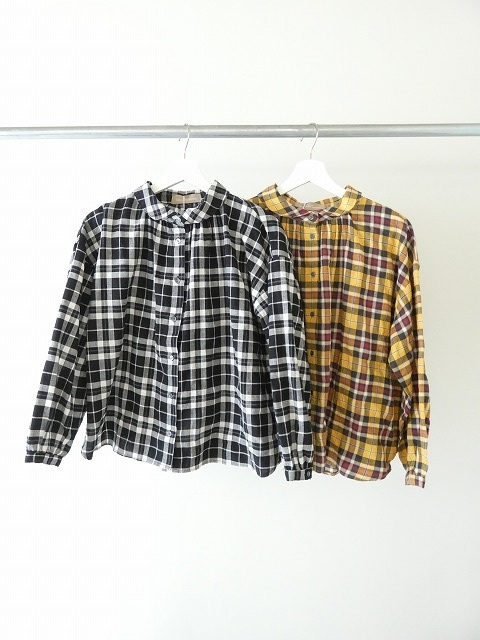 SSC ヘリンボーンチェック丸衿長袖ビックブラウスの商品画像2