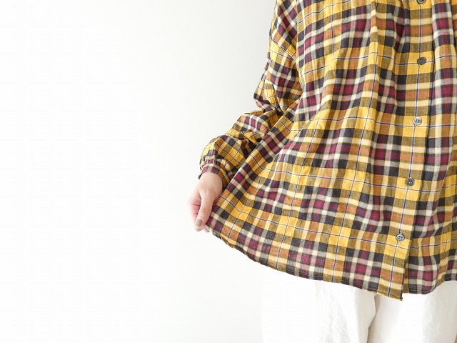 SSC ヘリンボーンチェック丸衿長袖ビックブラウスの商品画像4