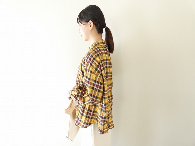 SSC ヘリンボーンチェック丸衿長袖ビックブラウスの商品画像7