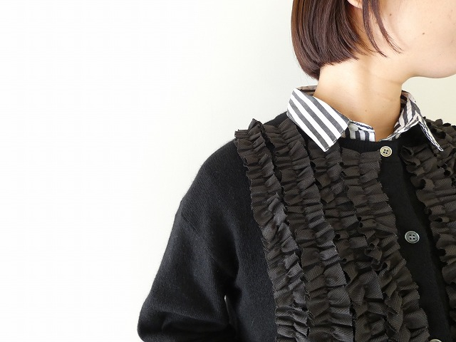 mao made(マオメイド) ディヘアアンゴラフリルクルーネックカーディガンの商品画像3