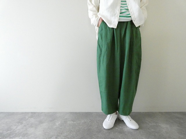 ina(イナ) フレンチリネンキャンバスウエスト切替ゴムタックパンツの商品画像1