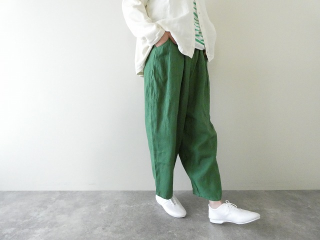 ina(イナ) フレンチリネンキャンバスウエスト切替ゴムタックパンツの商品画像2