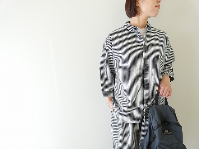 prit(プリット) 8ozヒッコリーデニム7分袖レギュラーカラーシャツの商品画像1