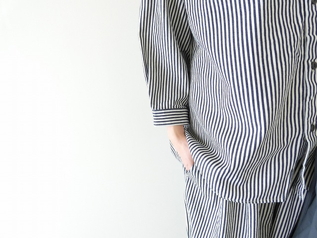 prit(プリット) 8ozヒッコリーデニム7分袖レギュラーカラーシャツの商品画像5