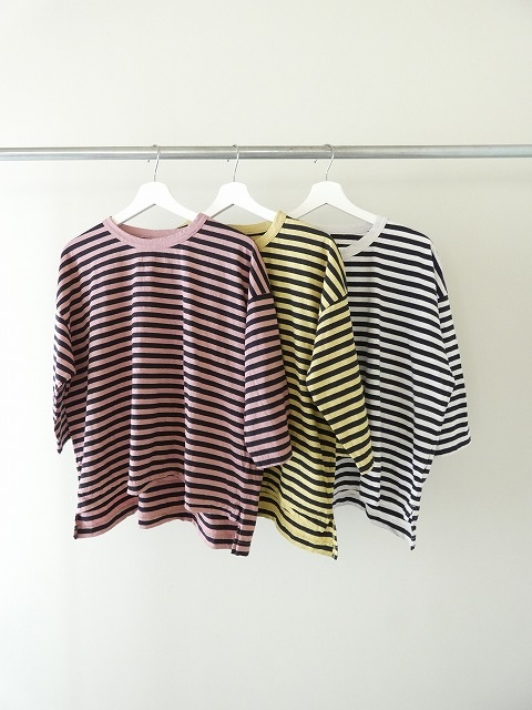 prit(プリット) リサイクルムラ糸天竺ボーダー7分袖ワイドTシャツの商品画像3