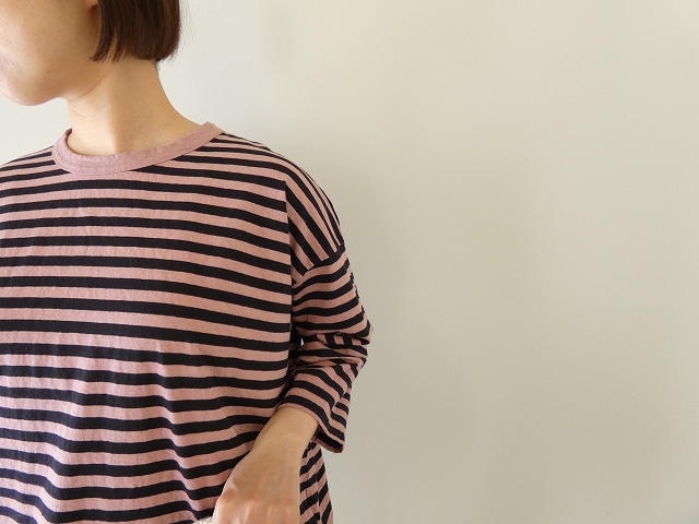 prit(プリット) リサイクルムラ糸天竺ボーダー7分袖ワイドTシャツの商品画像4