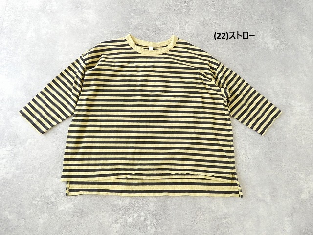 prit(プリット) リサイクルムラ糸天竺ボーダー7分袖ワイドTシャツの商品画像42