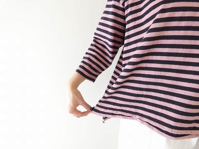 prit(プリット) リサイクルムラ糸天竺ボーダー7分袖ワイドTシャツの商品画像5