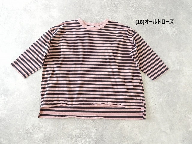 prit(プリット) リサイクルムラ糸天竺ボーダー7分袖ワイドTシャツの商品画像56