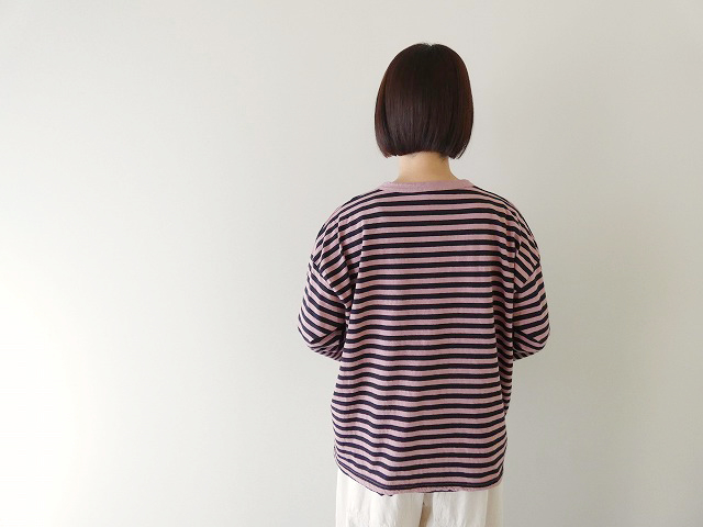 prit(プリット) リサイクルムラ糸天竺ボーダー7分袖ワイドTシャツの商品画像8