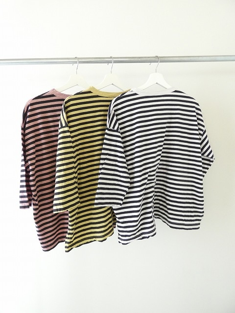 prit(プリット) リサイクルムラ糸天竺ボーダー7分袖ワイドTシャツの商品画像9