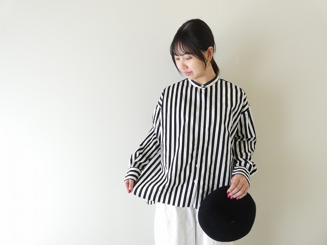 Hands of creation(ハンズオブクリエイション) ブロードストライププリントバンドカラーシャツの商品画像1