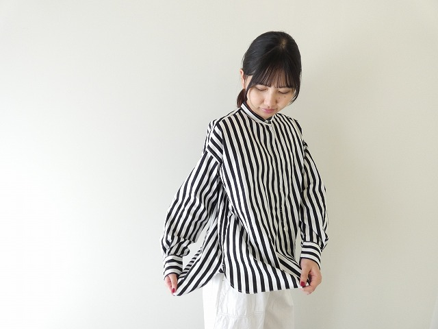 Hands of creation(ハンズオブクリエイション) ブロードストライププリントバンドカラーシャツの商品画像5