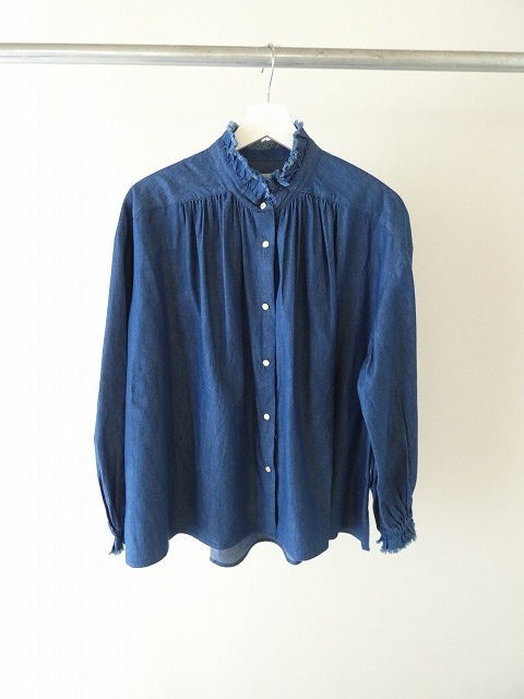 OUVERT(ウーヴェル) 5ozベンベルグウールデニムフリルカラーブラウスの商品画像3